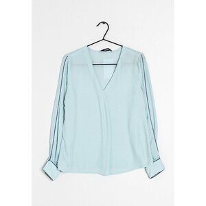 MNG Mango Women's Button Down Size 2XS Long Sleeve Button Down Light Blue NWT
